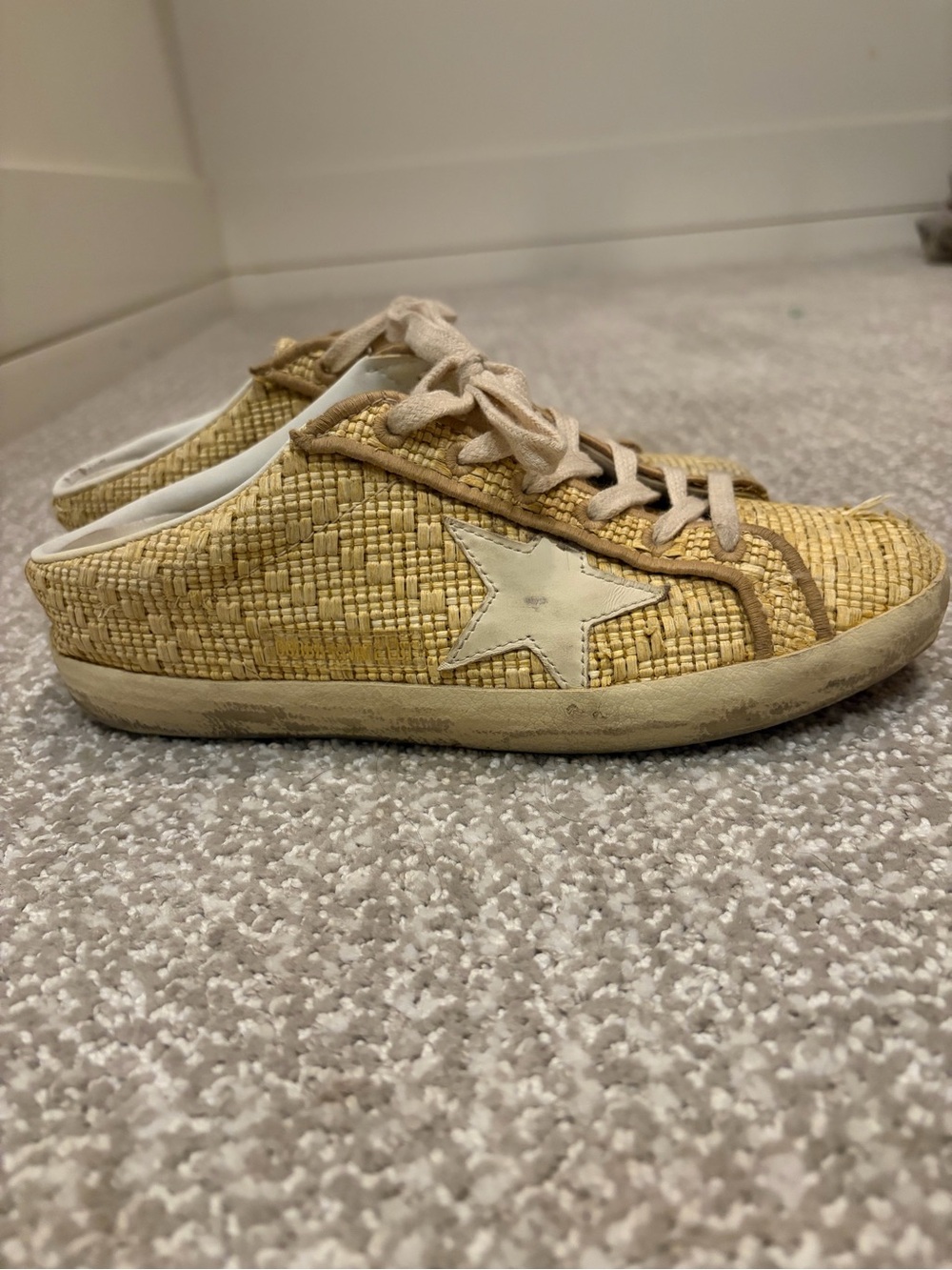 Golden Goose Beige Raffia Star Slip-On Sneaker NM Exclusive 2025 RARE - Picture 11 of 15